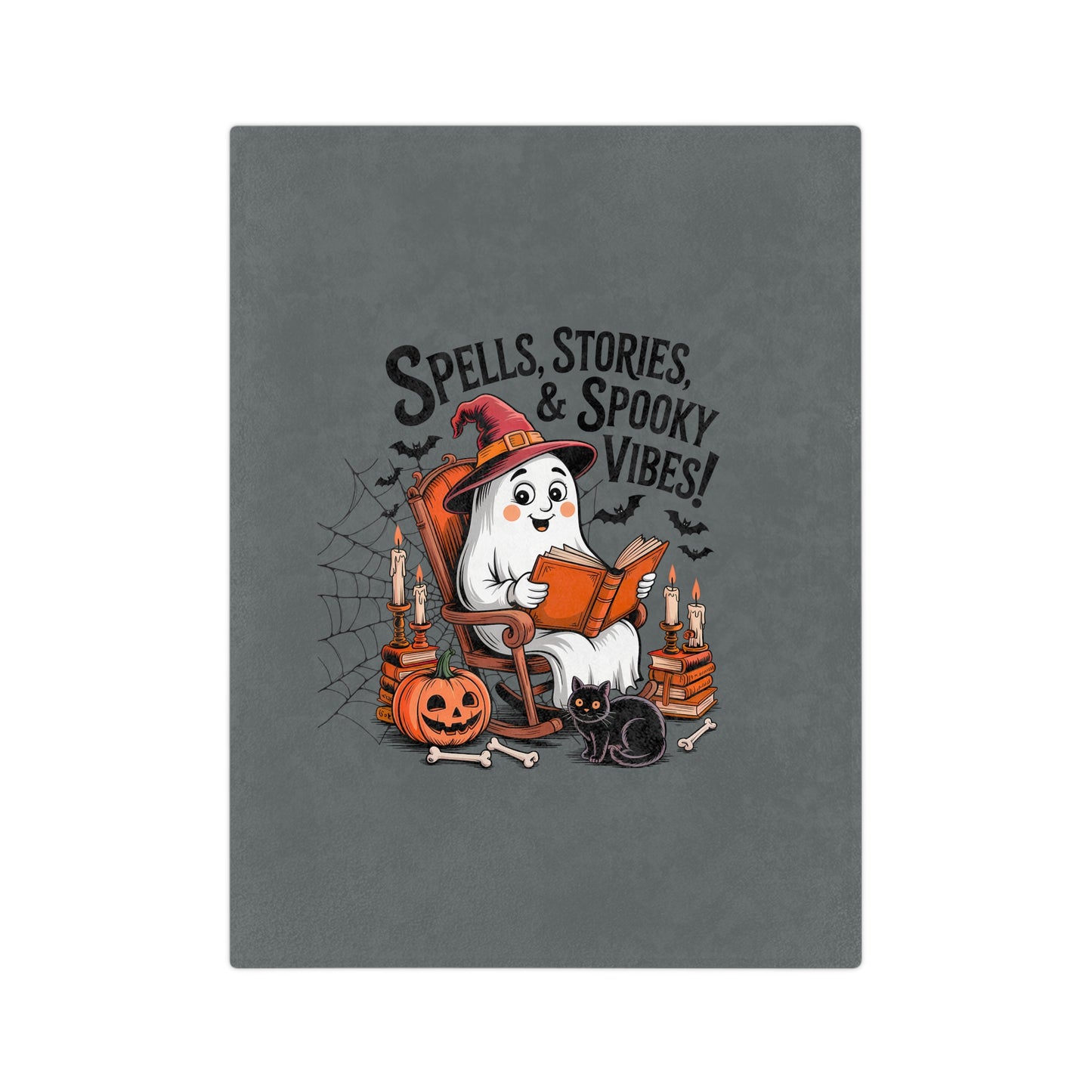 Cozy Halloween Blanket, Spooky Vibes Home Decor, Fall Throw Blanket, Ghost Reading Blanket, Perfect for Fall Gatherings, Trick or Treat