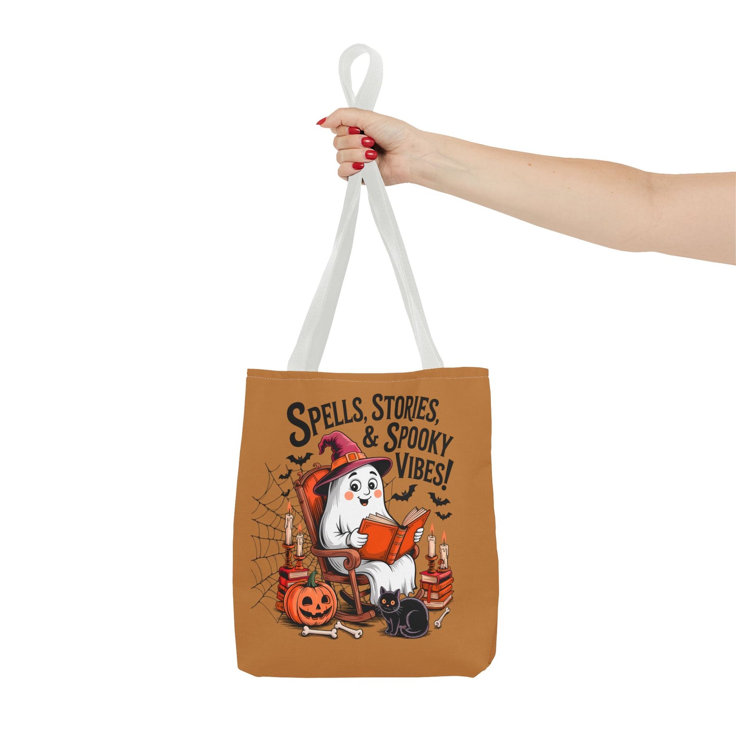 Spooky Vibes Tote Bag - Fun Halloween Accessory for Ghost Lovers, Eco-Friendly, Cute Trick or Treat Bag, Spooky Gift, Fall Decor