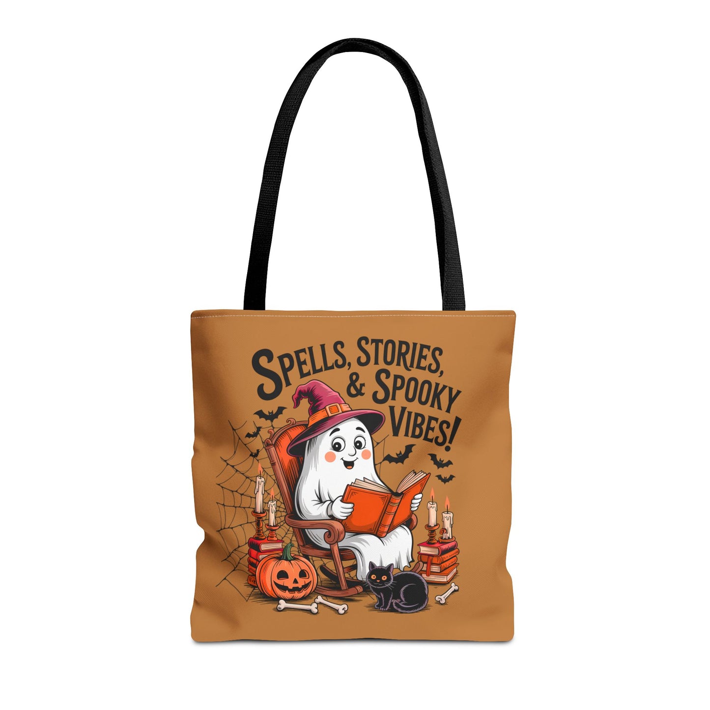 Spooky Vibes Tote Bag - Fun Halloween Accessory for Ghost Lovers, Eco-Friendly, Cute Trick or Treat Bag, Spooky Gift, Fall Decor