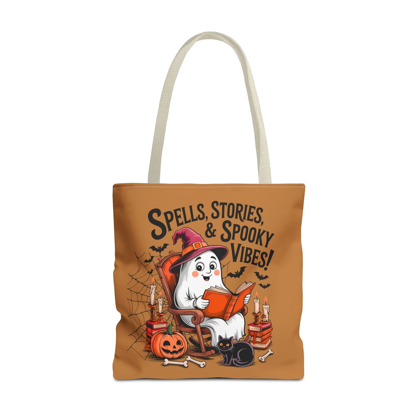 Spooky Vibes Tote Bag - Fun Halloween Accessory for Ghost Lovers, Eco-Friendly, Cute Trick or Treat Bag, Spooky Gift, Fall Decor