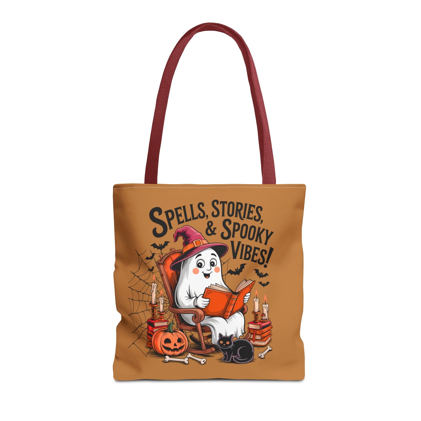 Spooky Vibes Tote Bag - Fun Halloween Accessory for Ghost Lovers, Eco-Friendly, Cute Trick or Treat Bag, Spooky Gift, Fall Decor