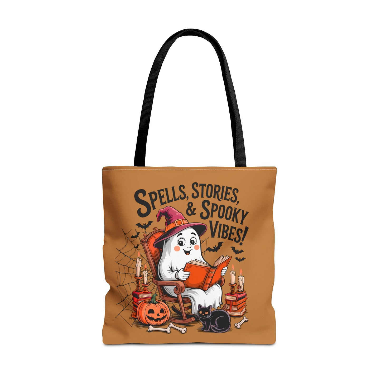 Spooky Vibes Tote Bag - Fun Halloween Accessory for Ghost Lovers, Eco-Friendly, Cute Trick or Treat Bag, Spooky Gift, Fall Decor