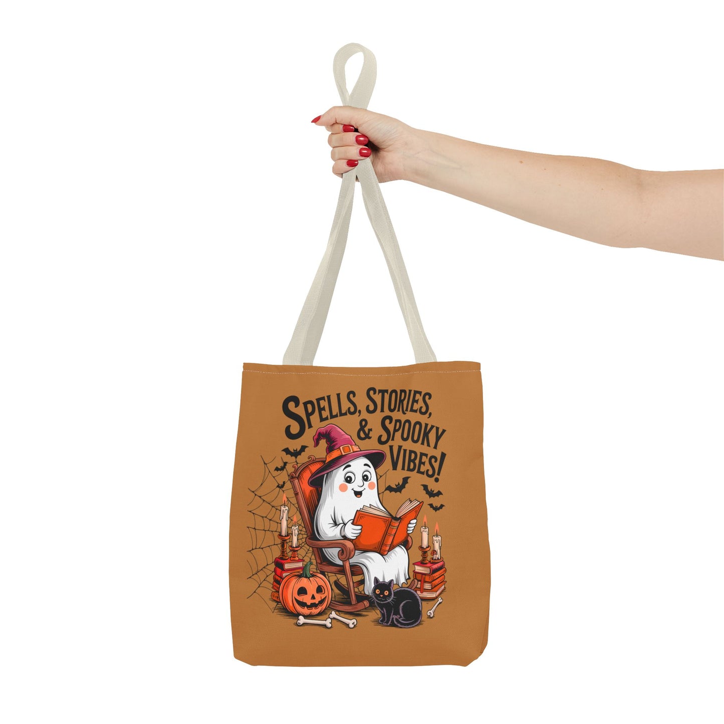 Spooky Vibes Tote Bag - Fun Halloween Accessory for Ghost Lovers, Eco-Friendly, Cute Trick or Treat Bag, Spooky Gift, Fall Decor