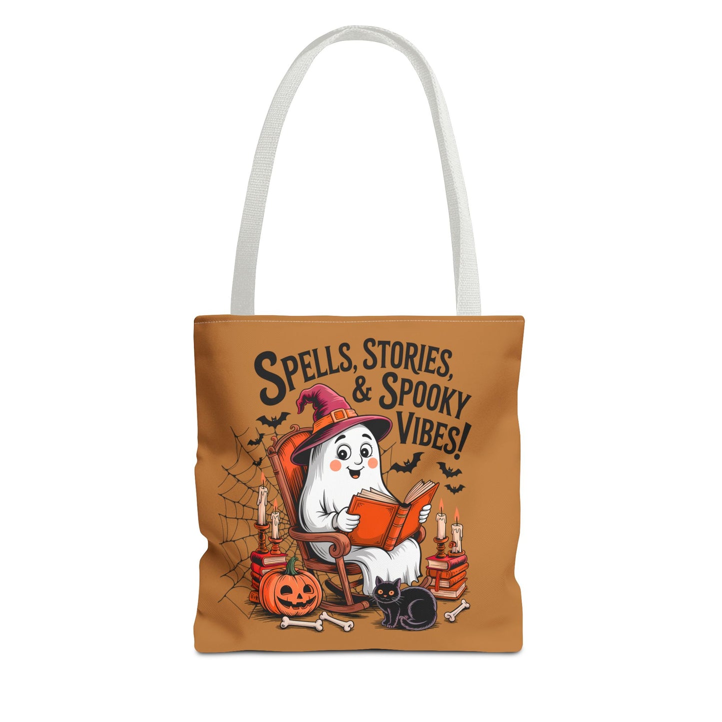 Spooky Vibes Tote Bag - Fun Halloween Accessory for Ghost Lovers, Eco-Friendly, Cute Trick or Treat Bag, Spooky Gift, Fall Decor