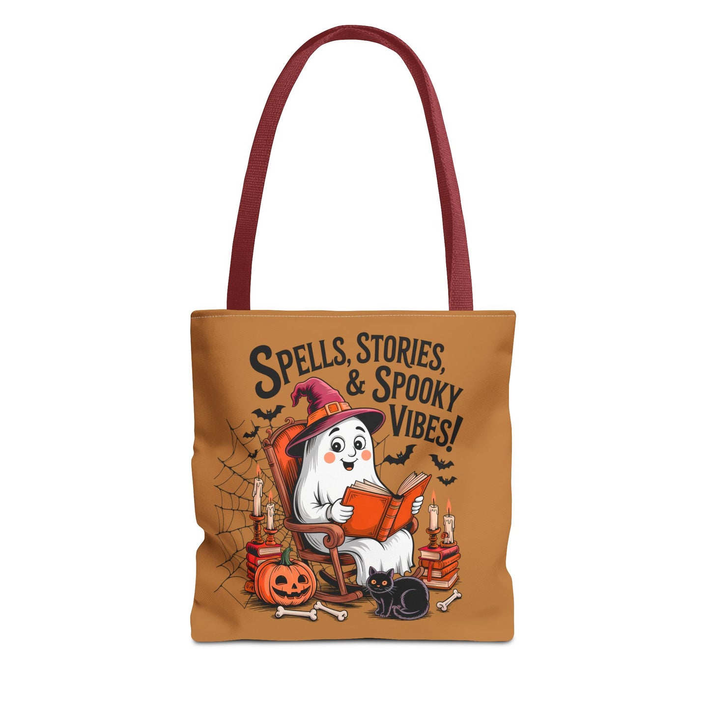 Spooky Vibes Tote Bag - Fun Halloween Accessory for Ghost Lovers, Eco-Friendly, Cute Trick or Treat Bag, Spooky Gift, Fall Decor