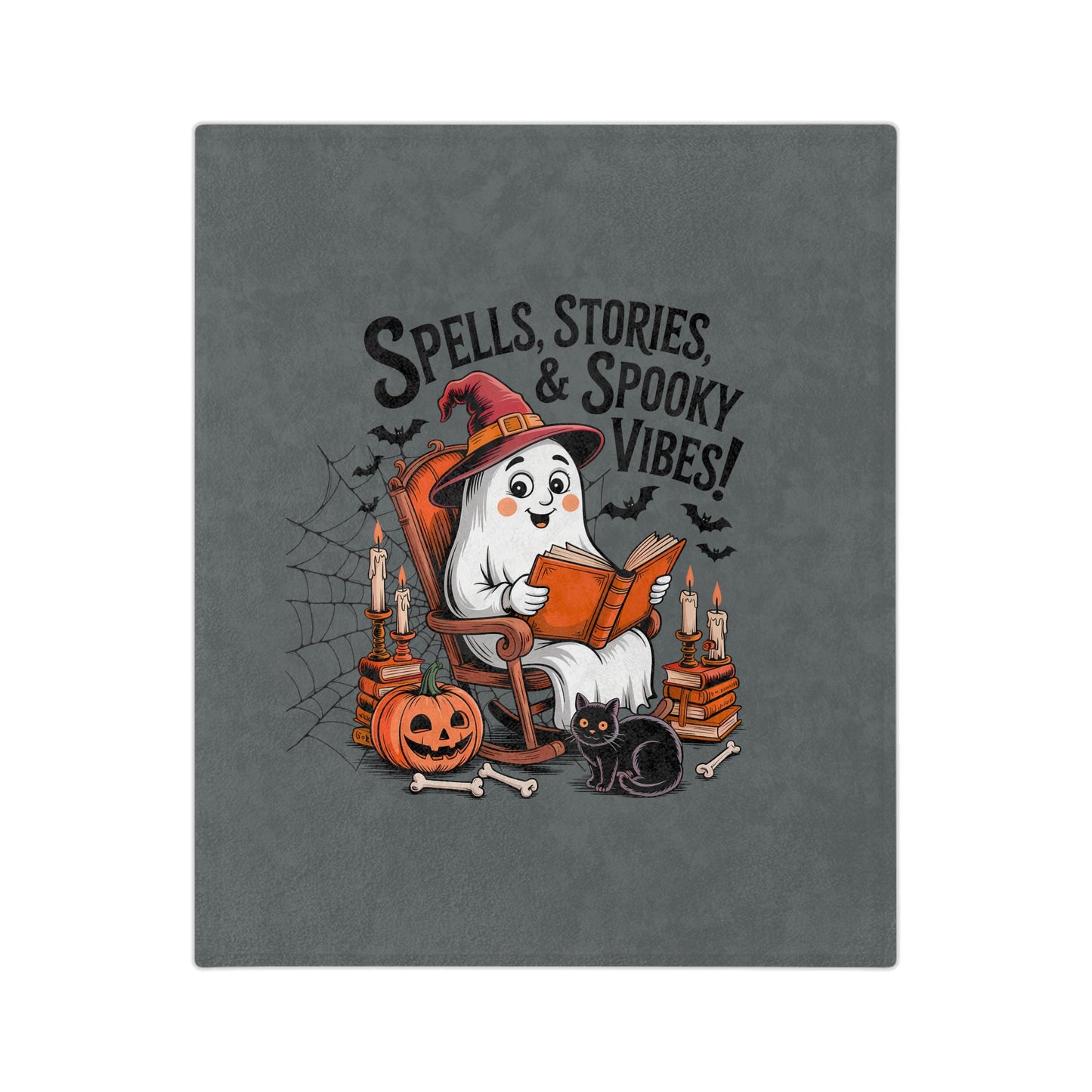 Cozy Halloween Blanket, Spooky Vibes Home Decor, Fall Throw Blanket, Ghost Reading Blanket, Perfect for Fall Gatherings, Trick or Treat