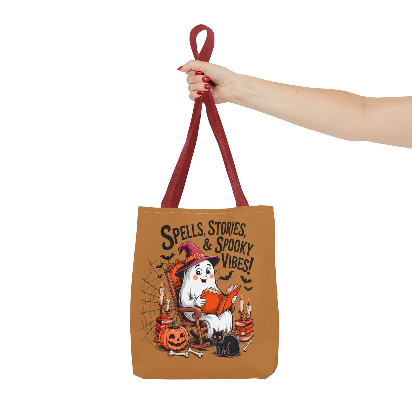Spooky Vibes Tote Bag - Fun Halloween Accessory for Ghost Lovers, Eco-Friendly, Cute Trick or Treat Bag, Spooky Gift, Fall Decor