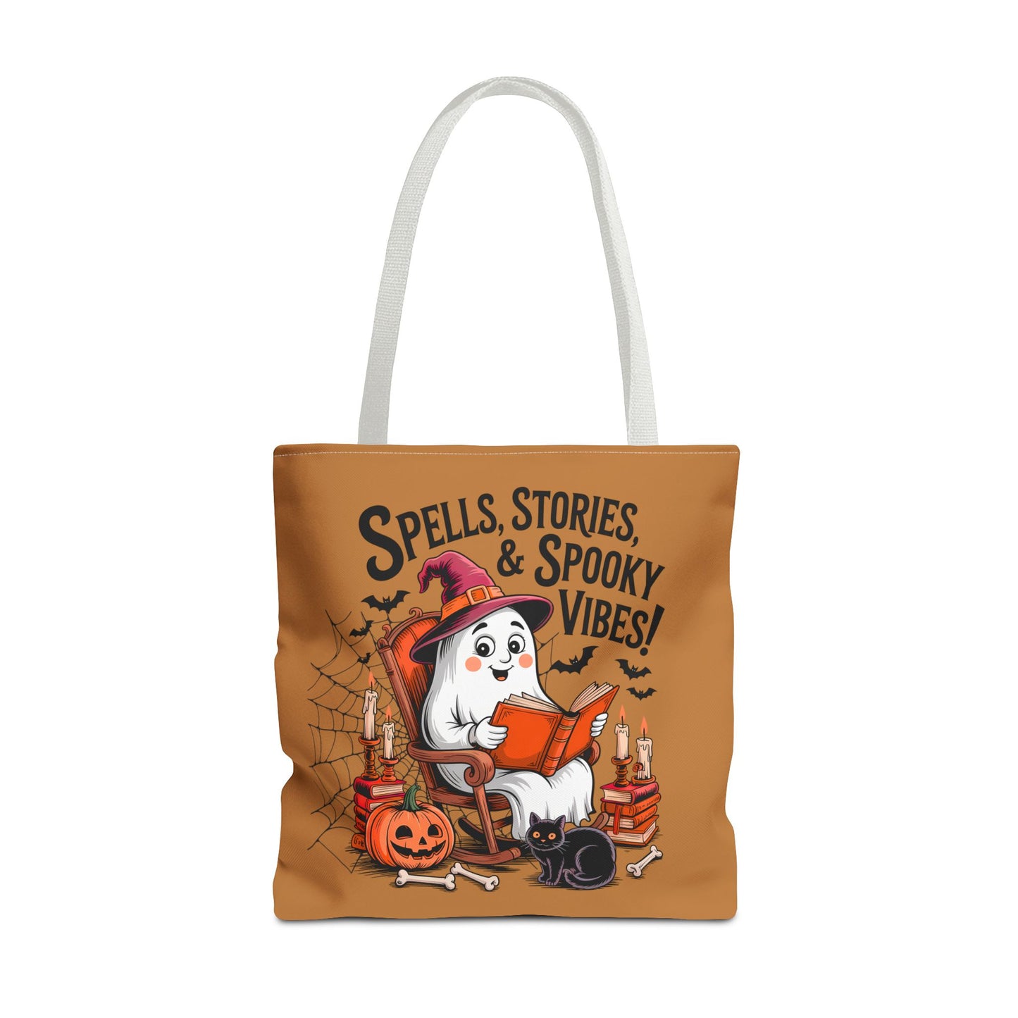 Spooky Vibes Tote Bag - Fun Halloween Accessory for Ghost Lovers, Eco-Friendly, Cute Trick or Treat Bag, Spooky Gift, Fall Decor