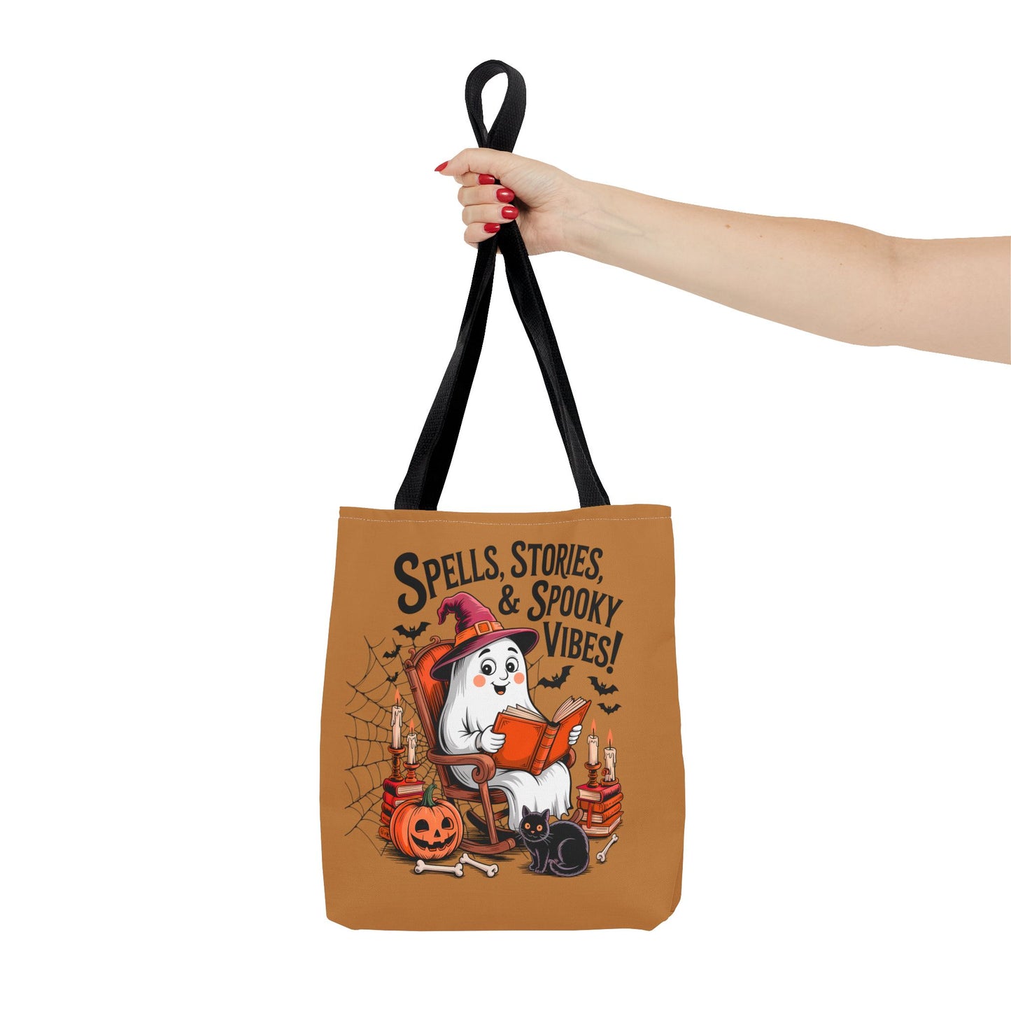 Spooky Vibes Tote Bag - Fun Halloween Accessory for Ghost Lovers, Eco-Friendly, Cute Trick or Treat Bag, Spooky Gift, Fall Decor