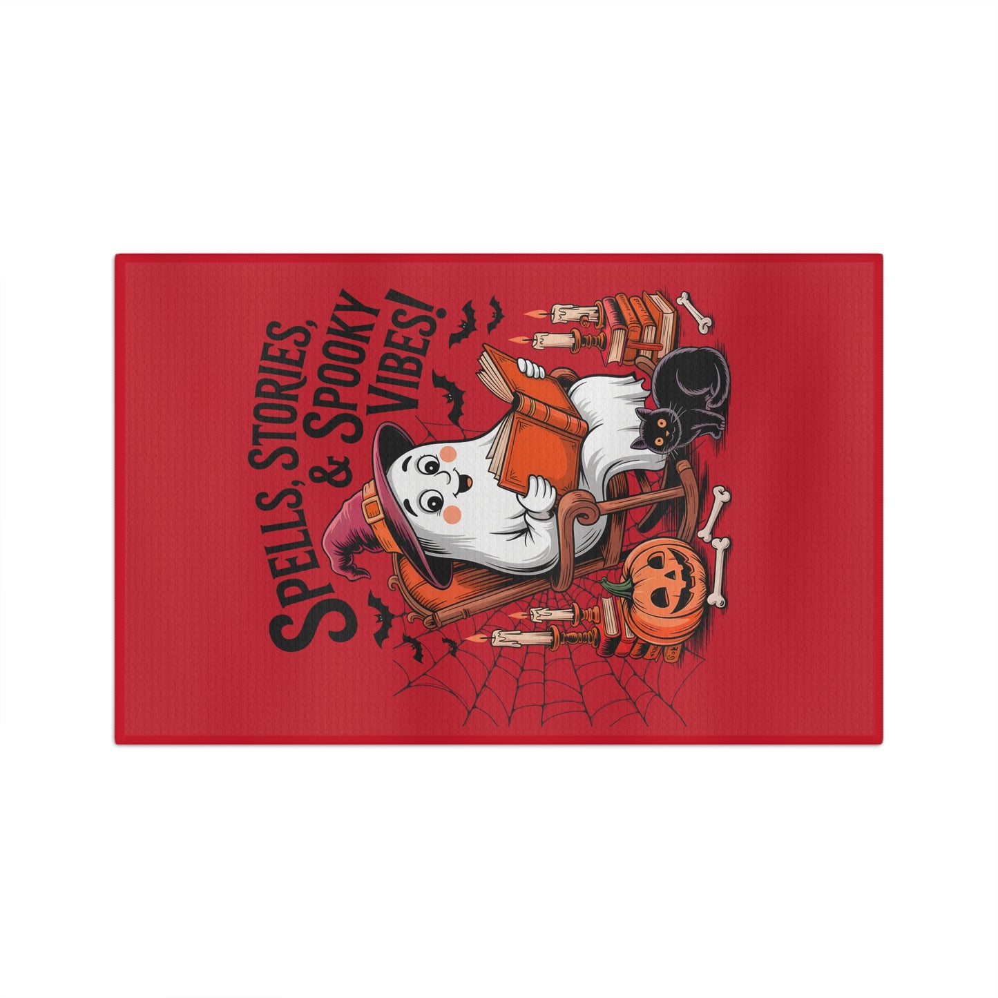 Spooky Stories Microfiber Tea Towel, Halloween Kitchen Decor, Ghost Tea Towel, Fun Gift for Witch Lovers, Spooky Vibes Home Accent