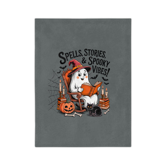 Cozy Halloween Blanket, Spooky Vibes Home Decor, Fall Throw Blanket, Ghost Reading Blanket, Perfect for Fall Gatherings, Trick or Treat