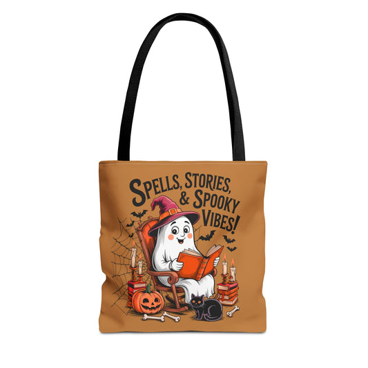 Spooky Vibes Tote Bag - Fun Halloween Accessory for Ghost Lovers, Eco-Friendly, Cute Trick or Treat Bag, Spooky Gift, Fall Decor
