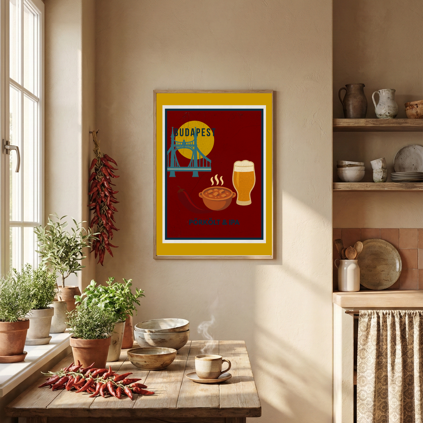 Budapest Urban Gastro – Pörkölt & IPA – Liberty Bridge Poster