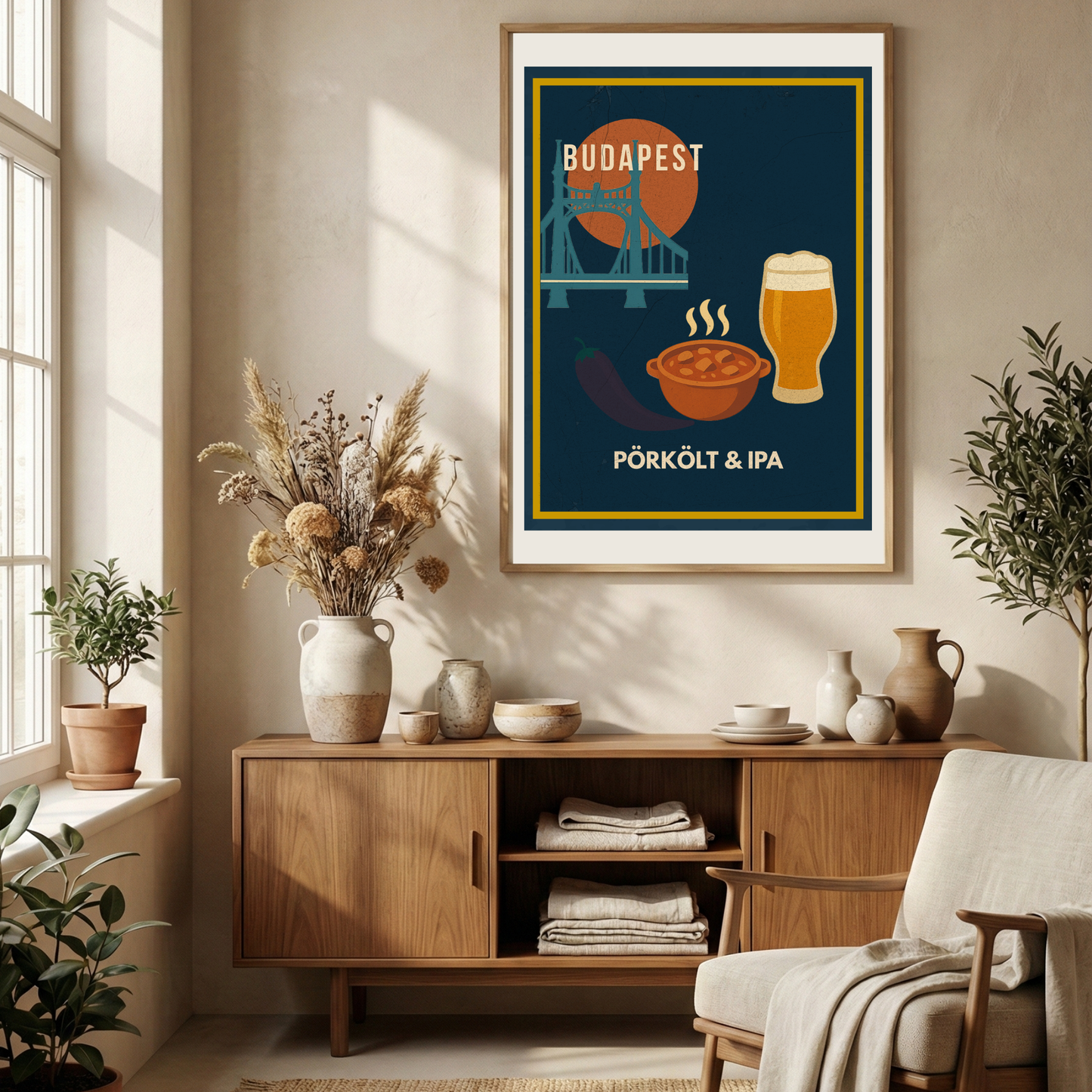 Budapest Urban Gastro – Pörkölt & IPA – Liberty Bridge Poster