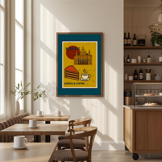 Budapest Urban Gastro – Dobos & Coffee Poster (Premium Matte)