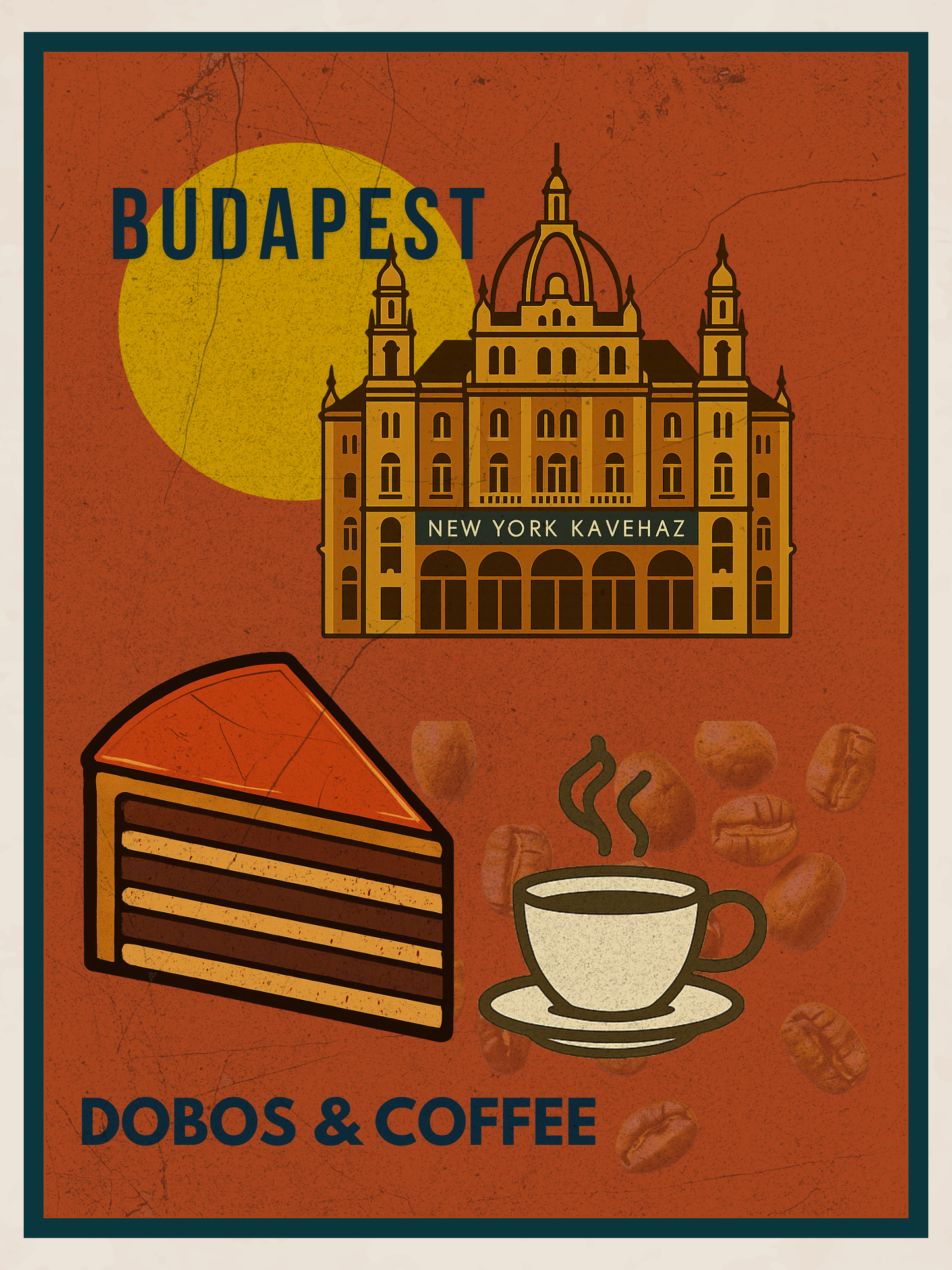 Budapest Urban Gastro – Dobos & Coffee Poster (Premium Matt)