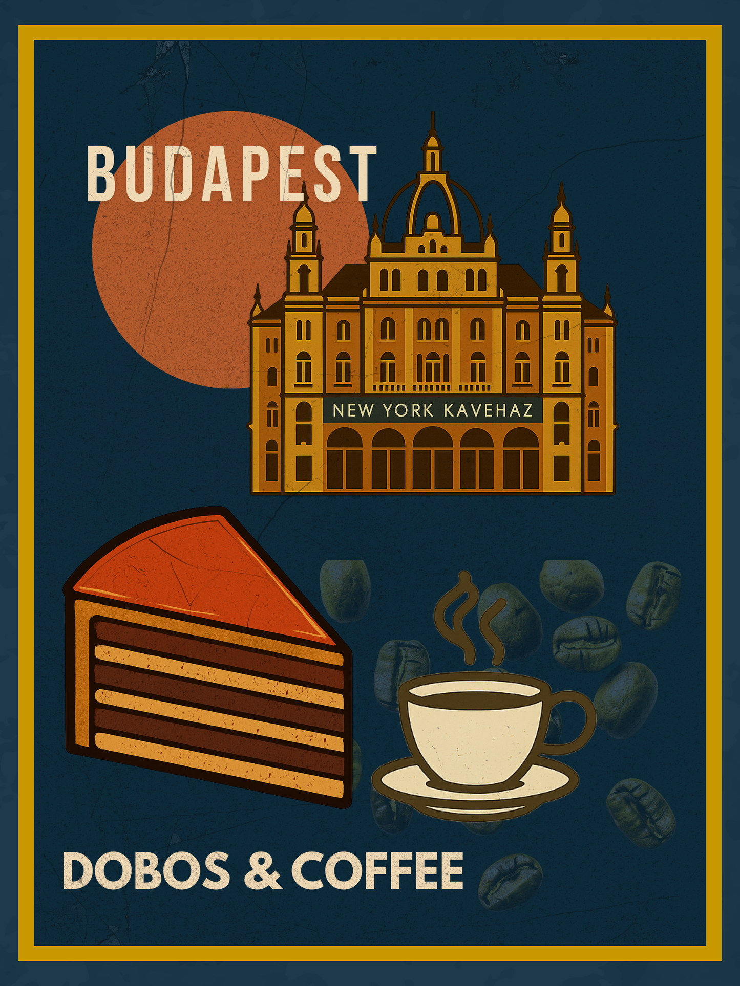 Budapest Urban Gastro – Dobos & Coffee Poster (Premium Matt)