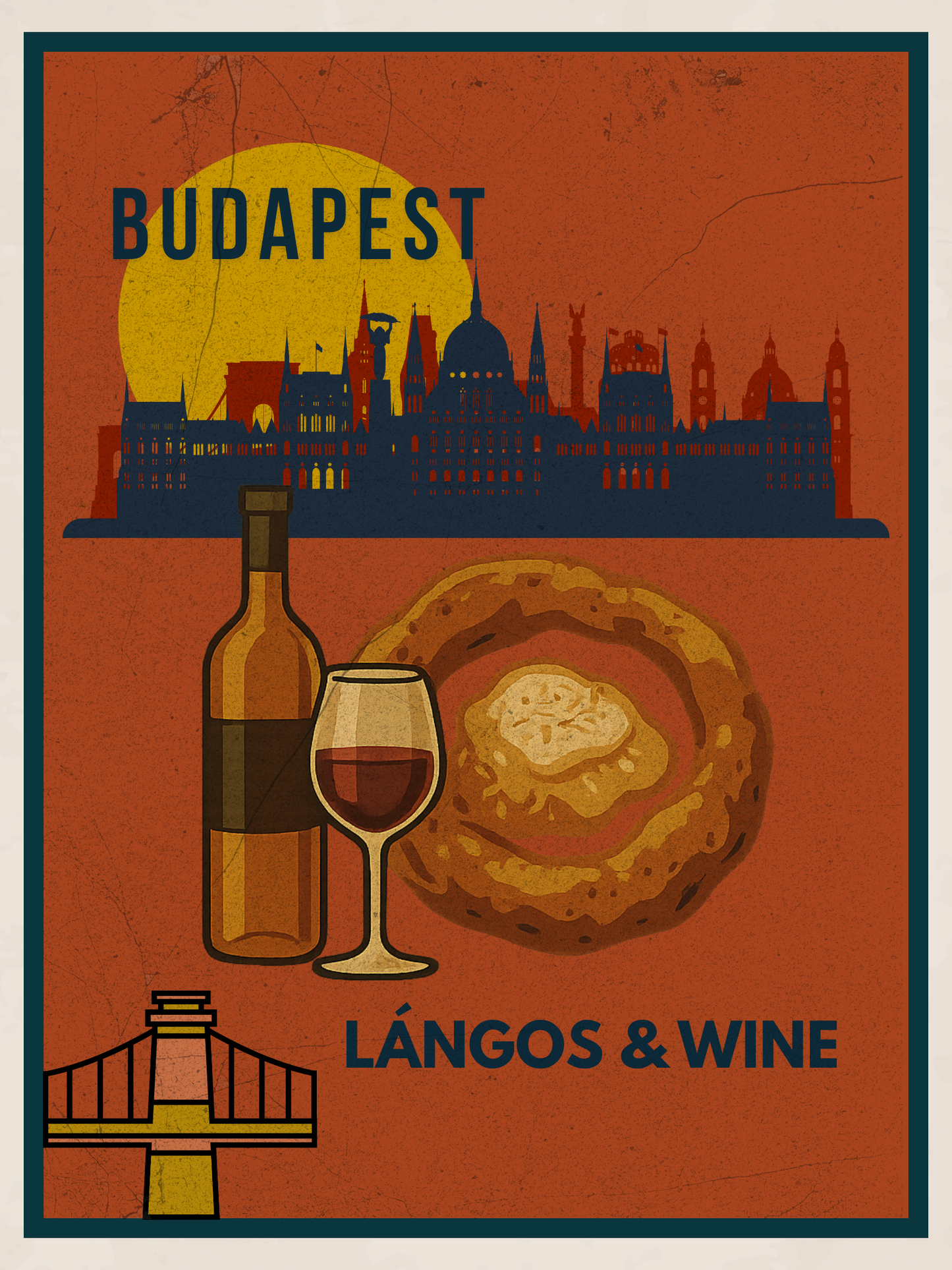 Budapest Urban Gastro – Lángos & Vin Poster