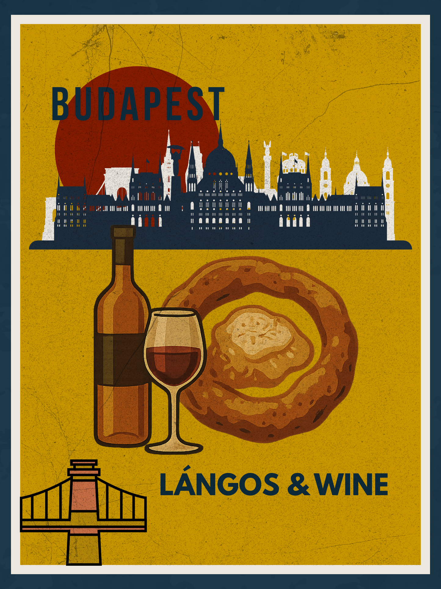 Budapest Urban Gastro – Lángos & Vin Poster