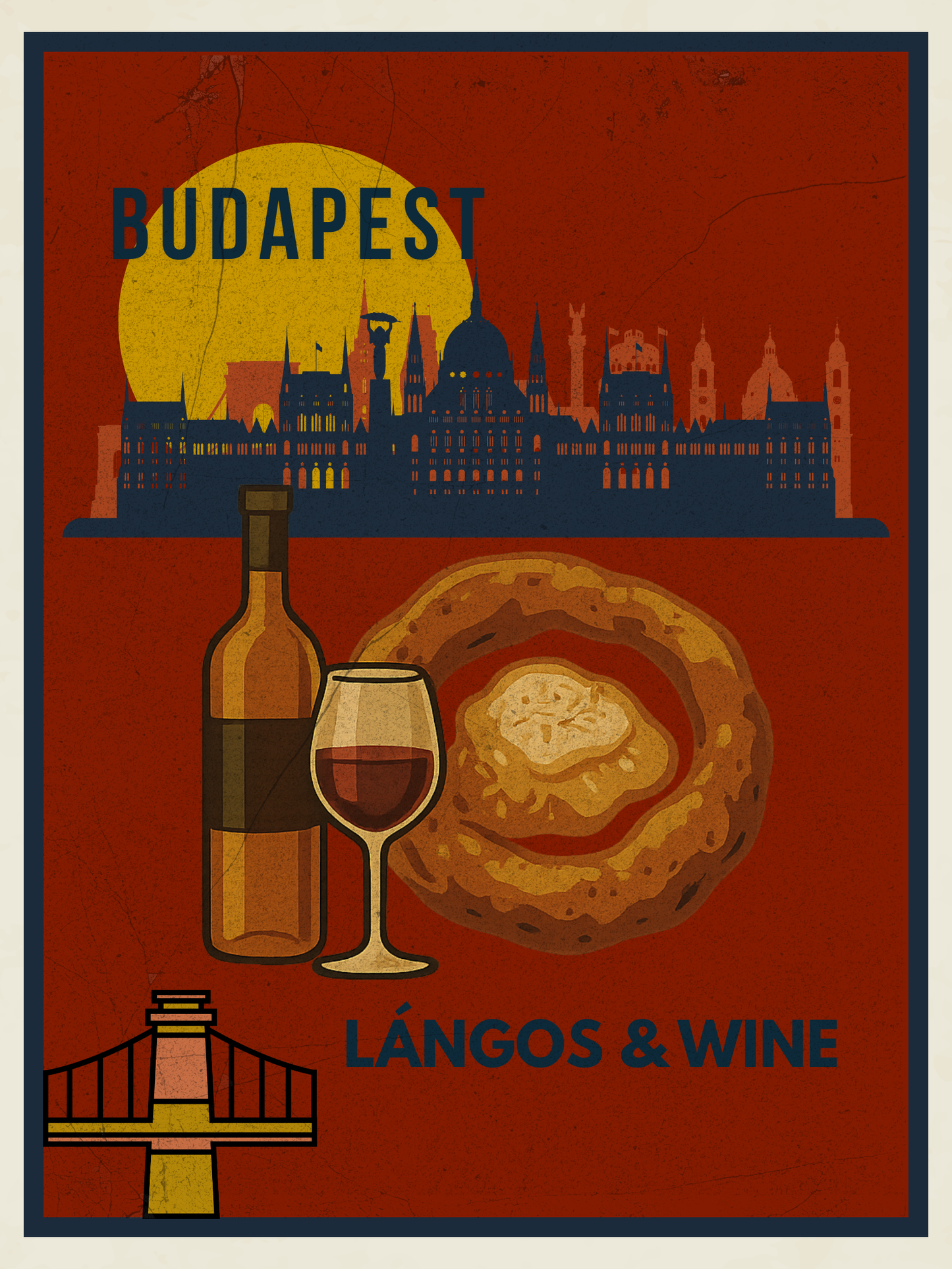 Budapest Urban Gastro – Lángos & Vin Poster