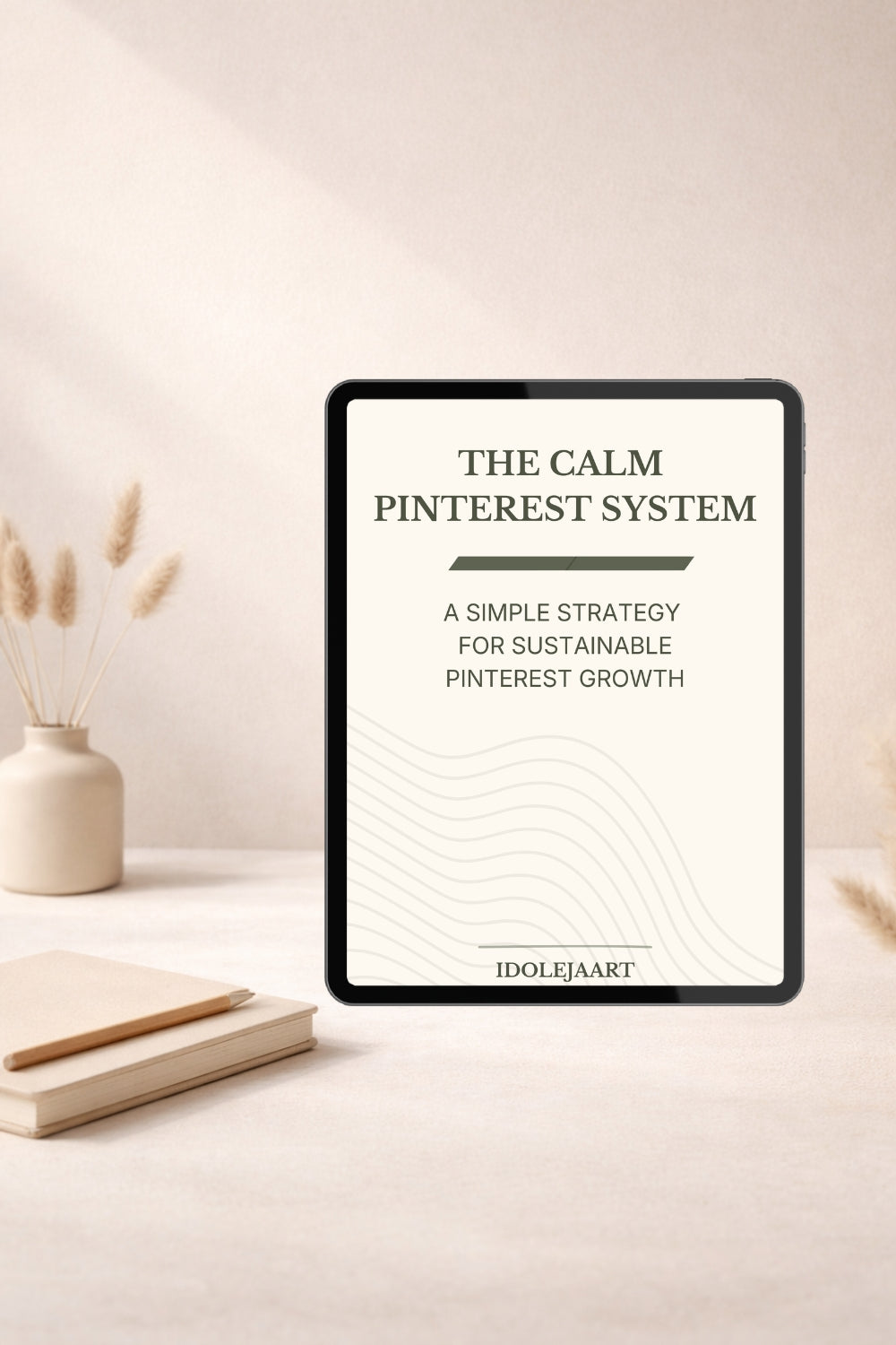 The Calm Pinterest System ebook mockup – Pinterest growth strategy for creators